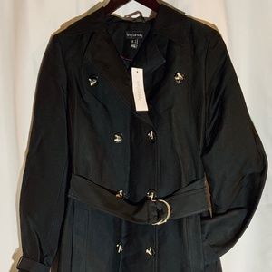 Long Tall Sally Belted Sheen Trench Coat Black